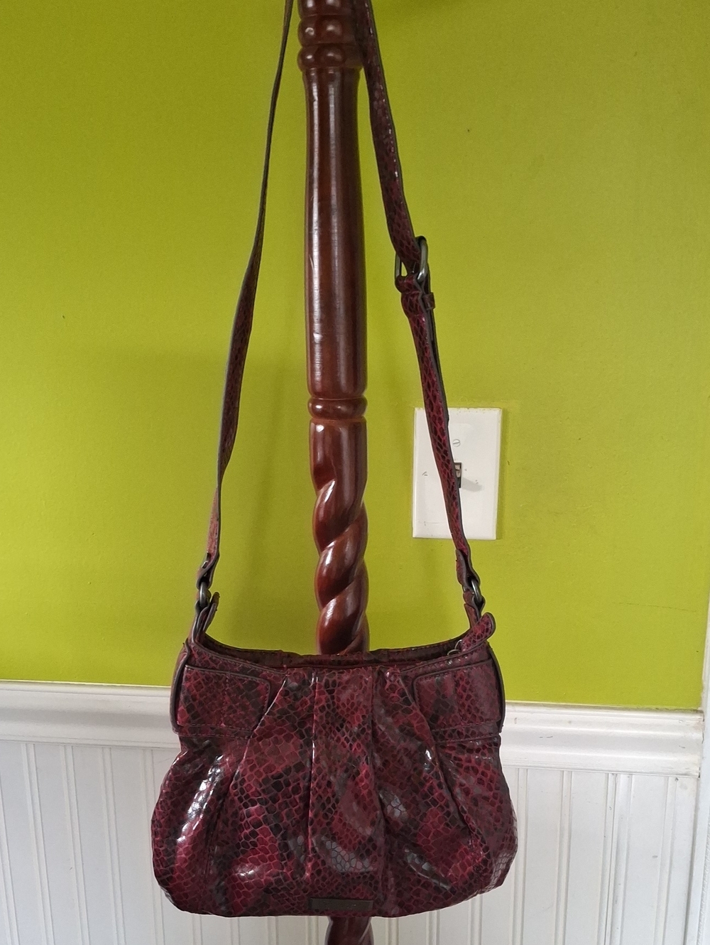 Jessica Simpson Burgundy Snake-Print Crossbody Bag